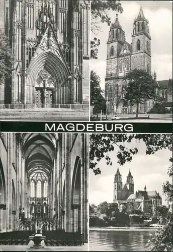 Altstadt-Magdeburg Dom DDR Mehrbild-AK mit 4 Foto-Ansichten, Church 1979