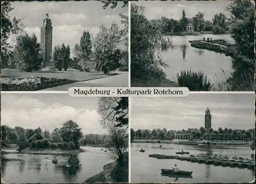 Magdeburg Stadtpark Kulturpark Rotehorn Park DDR Mehrbild-Postkarte 1963