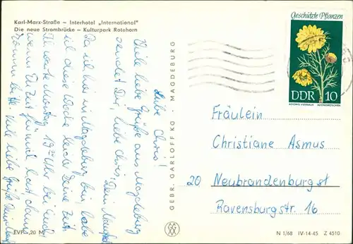 Ansichtskarte Magdeburg 4 Echtfoto Stadtteilansichten DDR Postkarte 1968