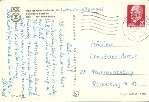 Magdeburg Stadtteilansichten Mehrbildkarte  Dom, Kulturpark Rotehorn 1969