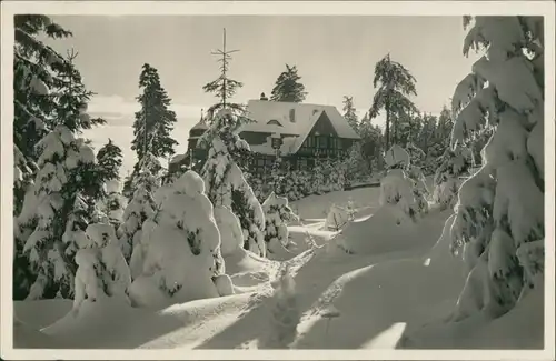Oberhof (Thüringen) Thüringer Wald Haus 1933 AK gelaufen mit Stempel OBERHOF