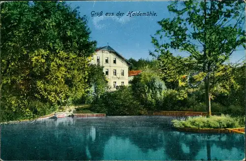 Ansichtskarte Langebrück-Dresden Gasthaus Haidemühle coloriert 1915