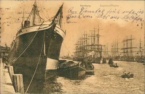 Ansichtskarte Harburg-Hamburg Segelboothafen 1924