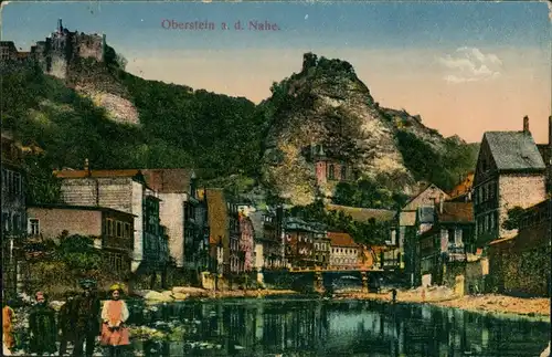 Ansichtskarte Idar-Oberstein Flusspartie 1918