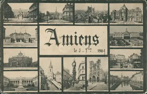 CPA Amiens MB: Straßen, Plätze, Gebäude 1909
