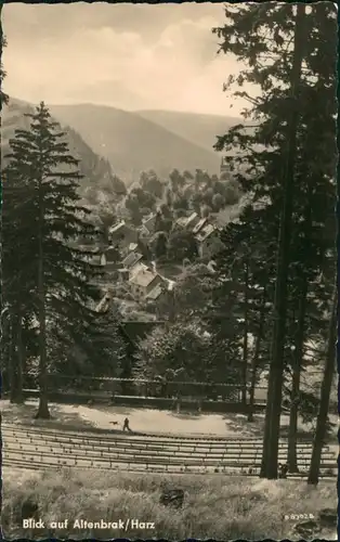 Altenbrak Panorama-Ansicht mit Harz Dorf Vogelschau-P. DDR Postkarte 1958