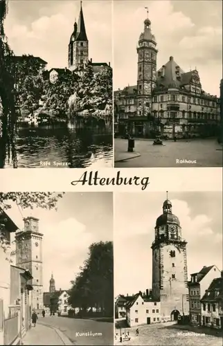 Altenburg DDR Mehrbild-AK mit Rathaus, Rote Spitzen, Kunstturm, Nicolaiturm 1962