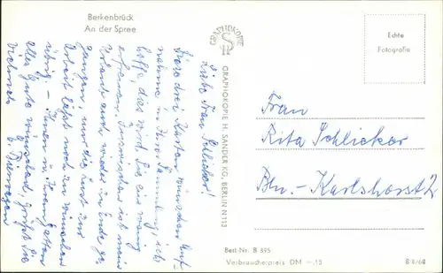 Berkenbrück Partie a.d. Spree, Bootsanlegestelle, DDR Postkarte 1960