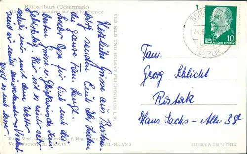 Boitzenburger Land Blick vom Schloß Turm a.d. Küchensee DDR Postkarte 1962/1959