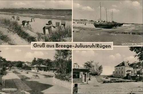 Juliusruh-Breege DDR Mehrbild-AK mit Strand, Fischerboote, Promenade 1962   AK gelaufen mit Stempel BREEGE