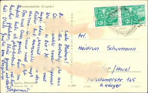 Cämmerswalde-Neuhausen (Erzgebirge) Panorama-Ansicht DDR Postkarte 1959
