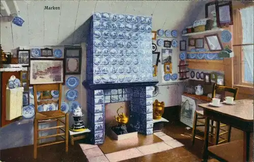 Postkaart Marken-Waterland Bauernküche 1915