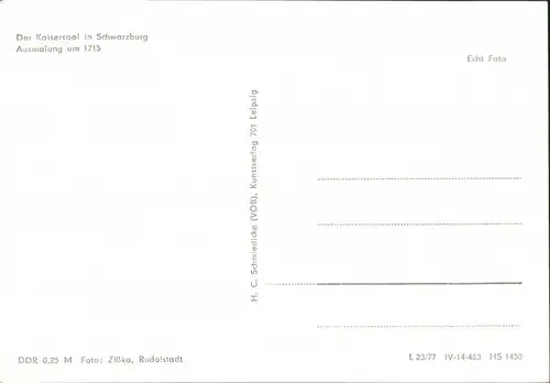 Ansichtskarte Schwarzburg Schloss Schwarzburg - Kaisersaal 1977