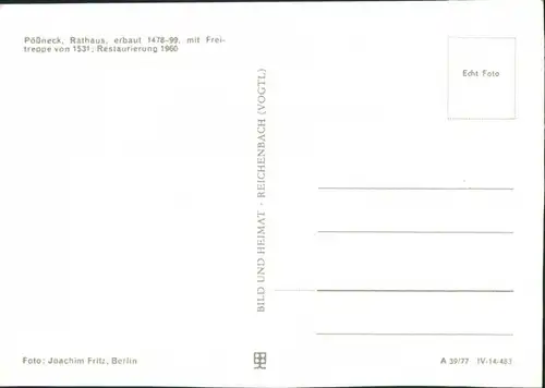 Ansichtskarte Pößneck Rathaus 1977