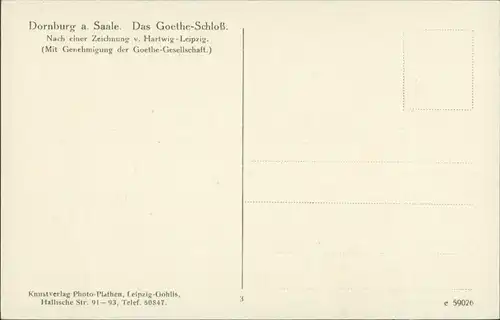 Ansichtskarte Camburg-Dornburg-Camburg Das Goetheschloß - Künstlerkarte 1912