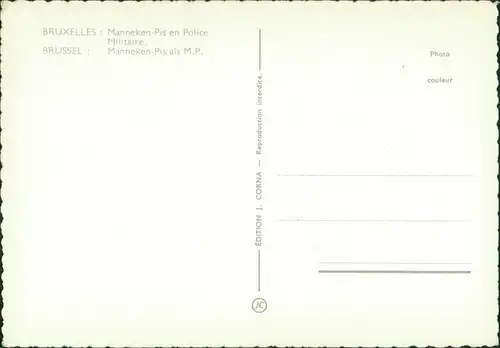 Postkaart Brüssel Bruxelles Manneken Pis als M.P. 1963