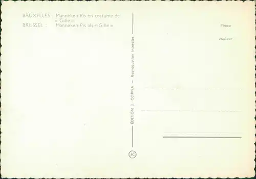 Postkaart Brüssel Bruxelles Manneken Pis als Gille 1963