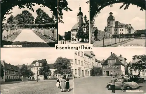 Eisenberg (Thüringen) DDR Mehrbild-AK mit Schloss Garten Markt Rathaus uvm. 1961