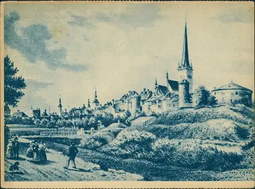 Postcard Reval Tallinn (Ревель) An der Stadt - Künstlerkarte 1942