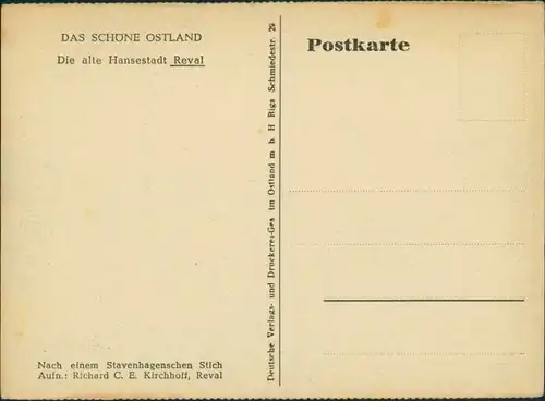 Postcard Reval Tallinn (Ревель) An der Stadt - Künstlerkarte 1942