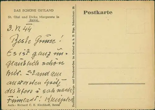 Postcard Reval Tallinn (Ревель) St. Olai und Dicke Margarete 1942