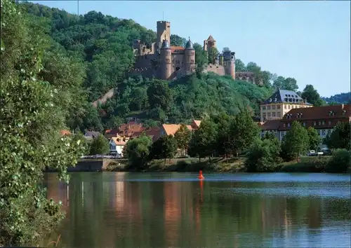 Ansichtskarte Wertheim Mainansicht mit Häusern und Burg 2000