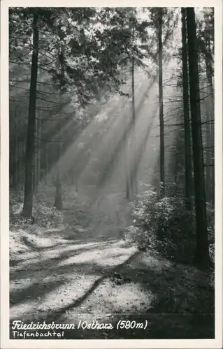 Friedrichsbrunn Umland-Ansicht Tiefenbachtal Sonnen-Strahlen, DDR Postkarte 1966