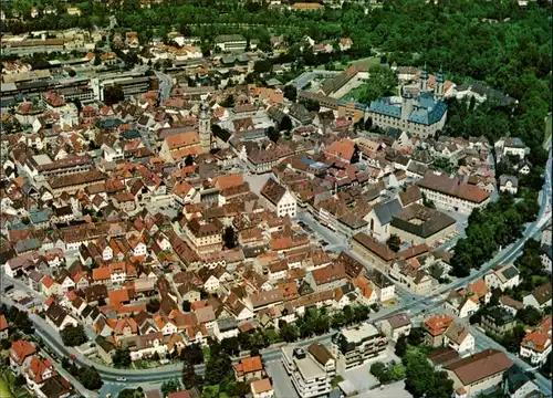 Ansichtskarte Bad Mergentheim Luftaufnahme, Luftbild, Zentrum, Straße 1990