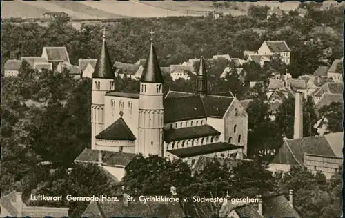 Gernrode-Quedlinburg Stiftskirche St. Cyriaki-Kirche Vogelschau-P. Postkarte DDR 1964