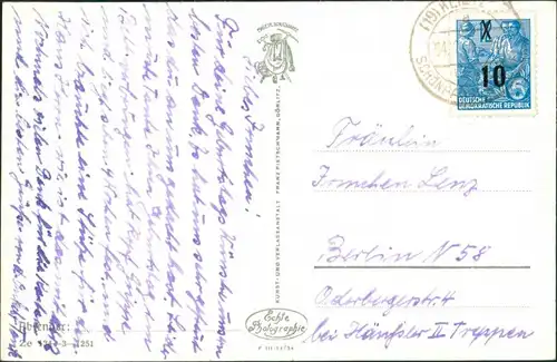 Görlitz Zgorzelec Blick vom Forsthaus Richtung Kirche Postkarte DDR 1950