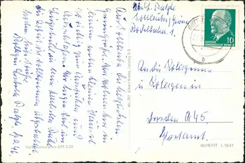 Bad Gottleuba-Berggießhübel Ernst Thälmann Straße, Augustusberg, Postkarte DDR 1961