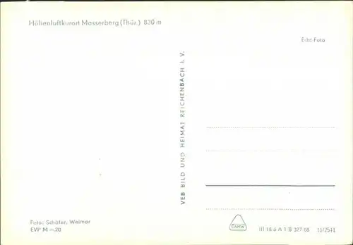 Ansichtskarte Masserberg Panorama-Ansicht Ansicht Blick Dorfmitte Kirche 1968