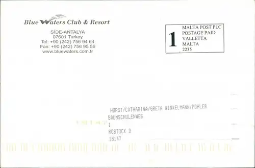Antalya Blue waters Club & Resort Multi-View Christmas Postcard 2000