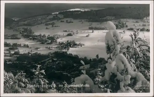 Ansichtskarte Klingenthal Aschberggebiet im Mondschein - Winter 1942