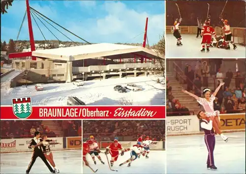 Ansichtskarte Braunlage Eisstadion: Eiskunstlauf Eishockey 1985