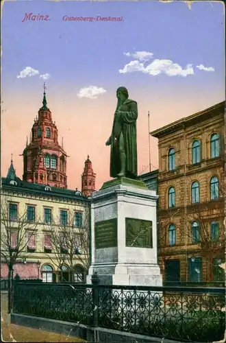 Ansichtskarte Mainz Gutenberg-Denkmal 1916