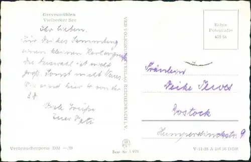 Grevesmühlen Häuser Partie am Vielbeckersee DDR Postkarte 1956