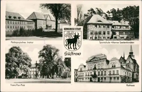 Güstrow DDR Mehrbild-AK Pädagogisches Institut,  s 1959