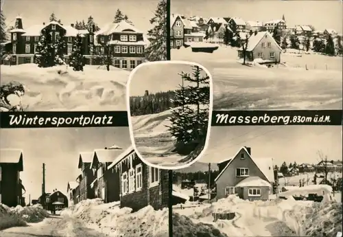 Masserberg DDR Mehrbild-AK Häuser & Straßen des Wintersportplatz 1971