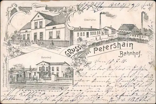 Neupetershain Nowe Wiki 3 Bild Glashütte Bahnhof  Niederlausitz b Cottbus 1901