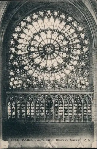 CPA Paris Kathedrale Notre-Dame: Rosace du Transept Fenster 1925