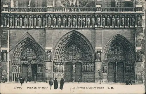 CPA Paris Le Portail de Notre-Dame Kathedrale 1925