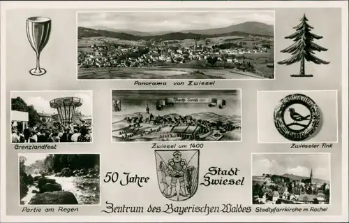 Zwiesel Mehrbild-AK 50 Jahre Stadtfest, ua. Grenzlandfest uvm. 1960