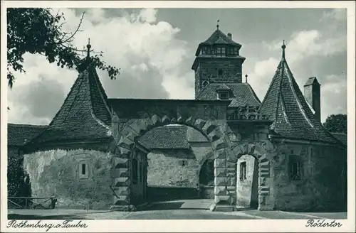 Ansichtskarte Rothenburg ob der Tauber Strassen Partie am Rödertor 1930