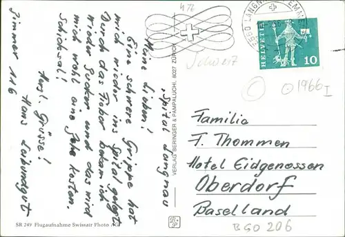 Ansichtskarte Langnau im Emmental Luftbild 1966