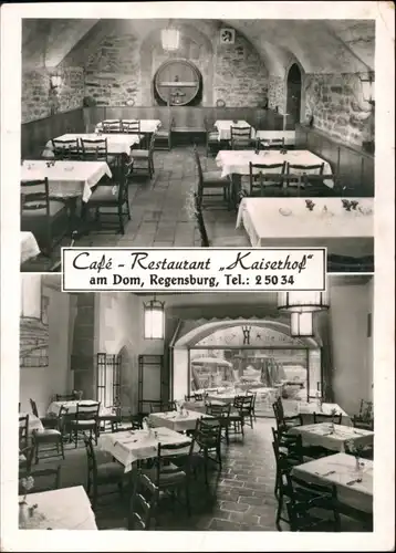 Ansichtskarte Regensburg 2 Bild Cafe Restaurant Kaiserhof 1959