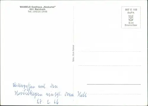 Ansichtskarte Rainbach-Neckargemünd 4 Bild: Gasthaus innen und außen 1963