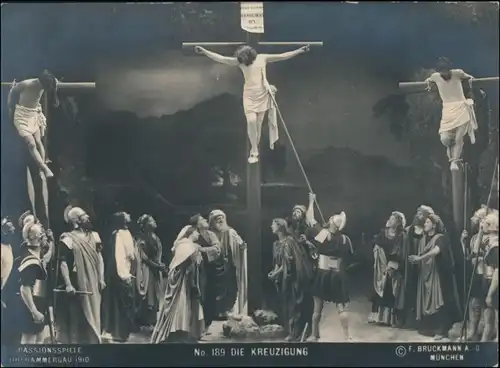 Ansichtskarte Oberammergau Passionsspiele - Kreuzigungsszene 1910