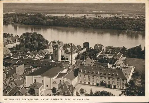 Ansichtskarte Eltville am Rhein Luftbild Sektkellerei 1934
