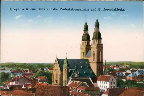 Ansichtskarte Speyer St. Josefskirche Stadt Teilansicht Church Postcard 1910